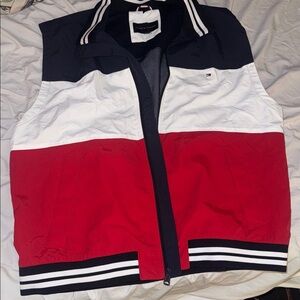 Vintage Tommy Hilfiger men's red regatta flag fleece vest XXL
